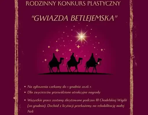 Rodzinny konkurs plastyczny w Chodlu. Wykonaj Gwiazdę Betlejemską i wesprzyj Nelę