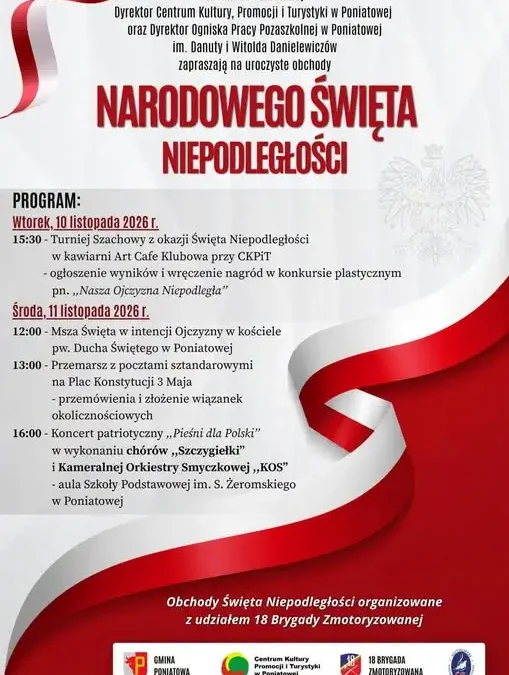 Poniatowa zaprasza na obchody Narodowego Święta Niepodległości 2026
