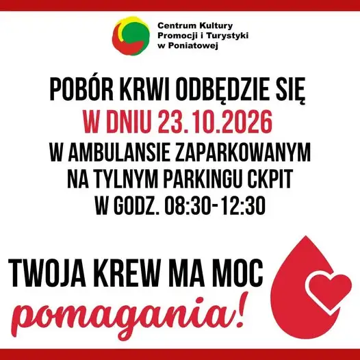CKPiT Poniatowa zaprasza na piątkową akcję krwiodawstwa