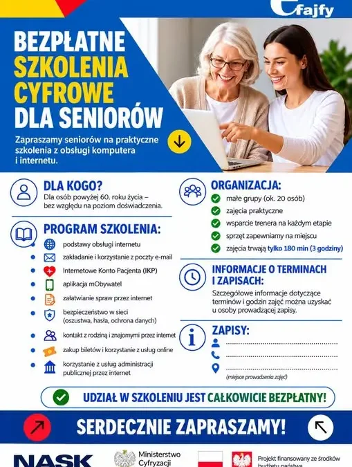 Bezpłatne warsztaty komputerowe dla seniorów w Chodlu – zostały ostatnie miejsca