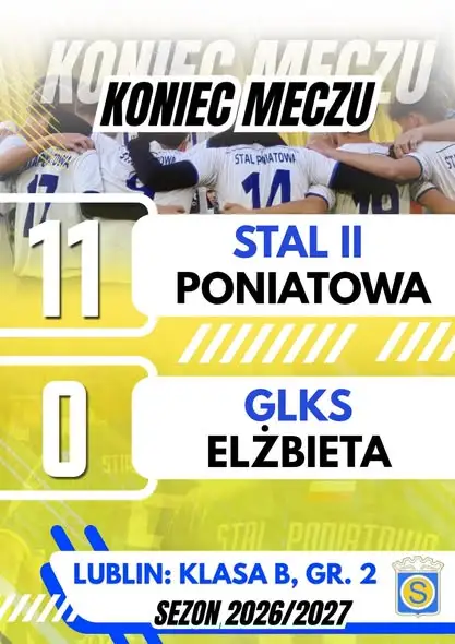 Stal Poniatowa rozgromiła GLKS Elżbieta 11:0 w klasie B