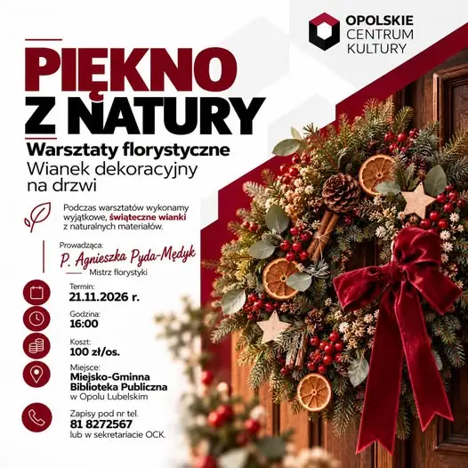 Świąteczne wianki na drzwi – warsztaty florystyczne w Opolu Lubelskim